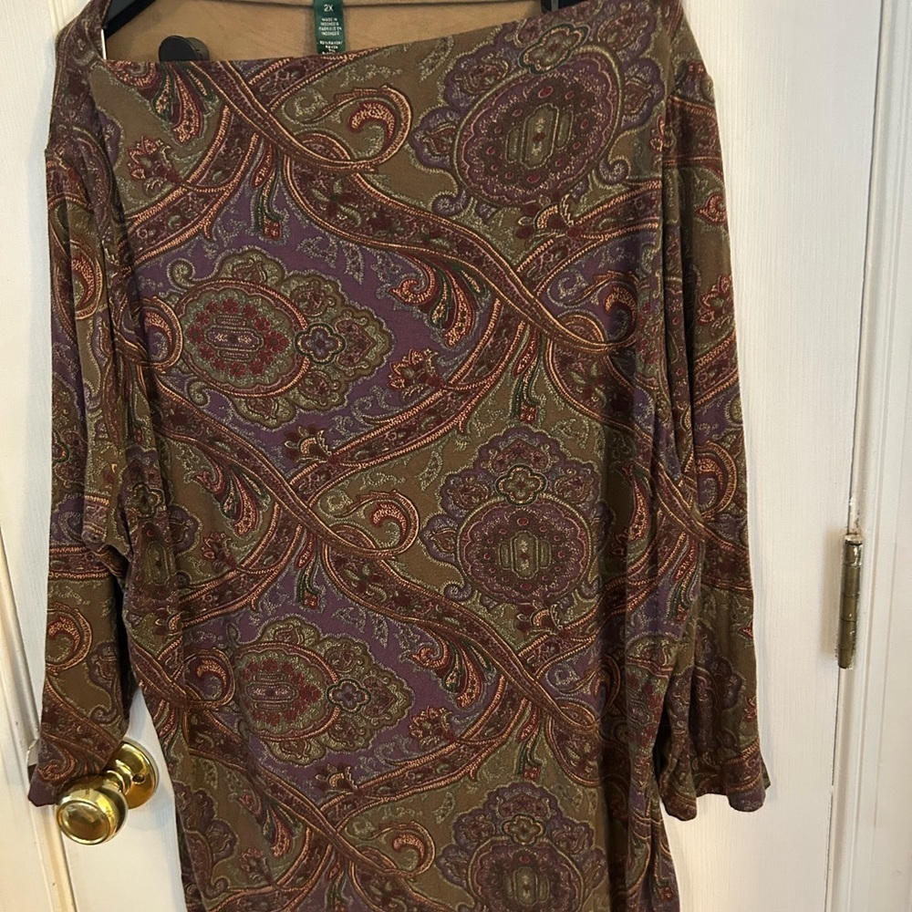 Lauren paisley long sleeve blouse.
